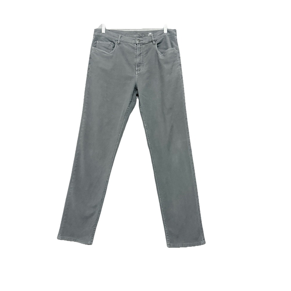 Faherty Jeans Mens 35x32 Stretch Terry 5 Pocket Steel Gray Straight Denim Pants